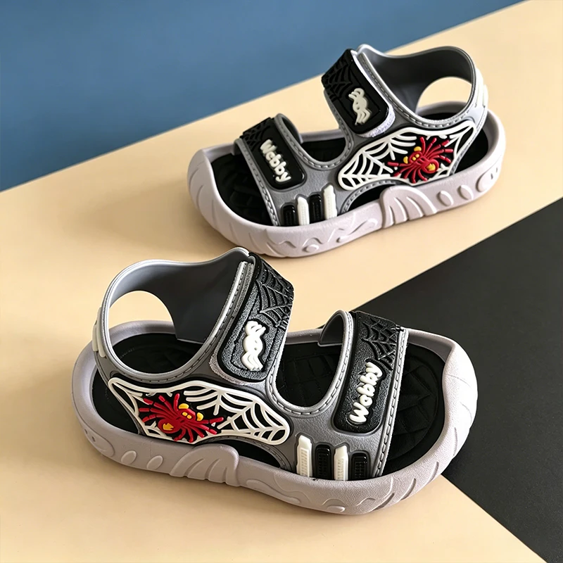 Multi Cool Color Spider Pattern Jungen-Sandalen, weiche, atmungsaktive, offene Zehenpartie, All-Match-Sommerschuhe für Kinder – Detail 9