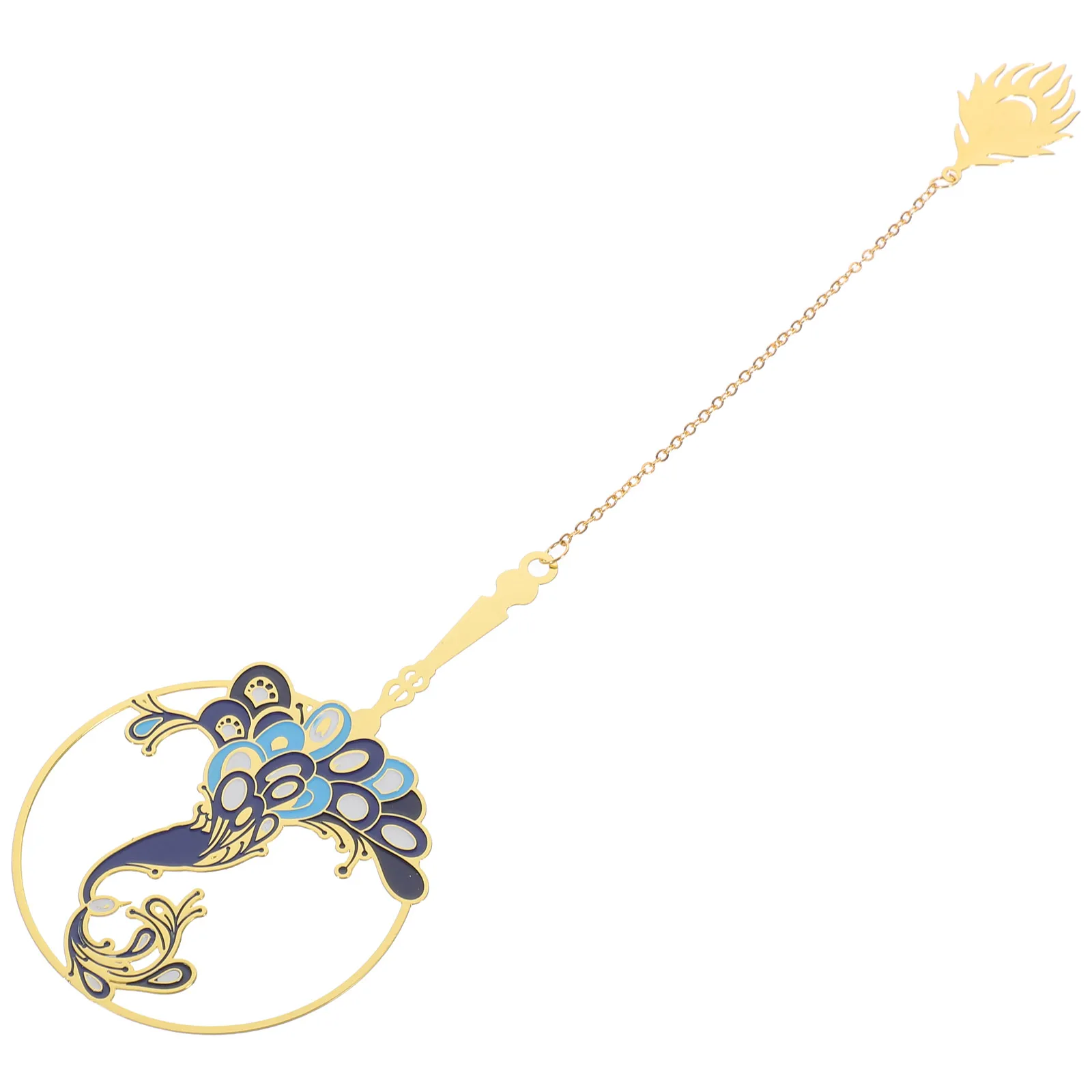 Pembatas Buku Merak Berongga Penanda Halaman Bentuk Halus Logam Tembaga Elegan Pembatas Buku Burung Merak Ringan Mudah Penyimpanan Fokus Membaca