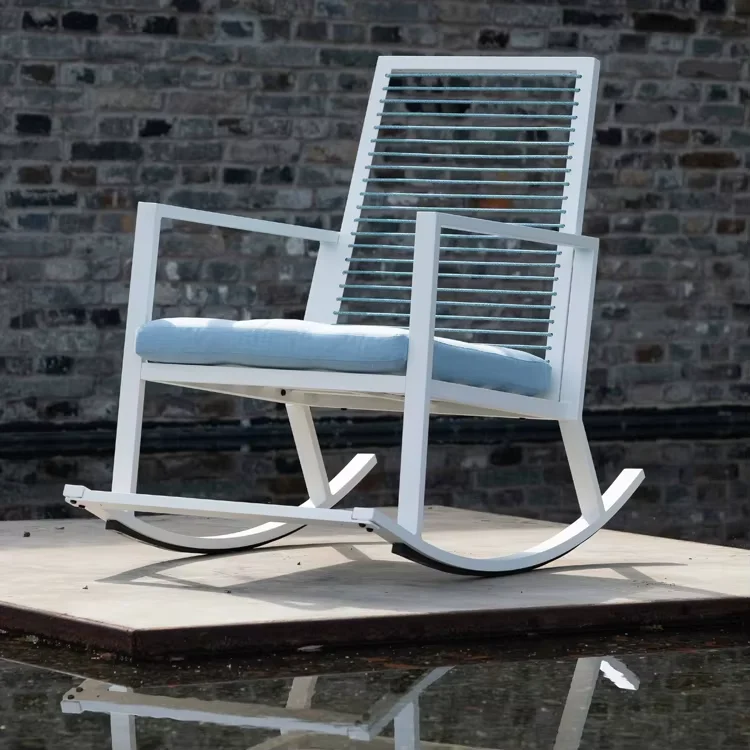 Garden Modern Furniture Knock Structure Full Aluminum Contemporary Design Outdoor Rocking Chair For Dining Hotel Use