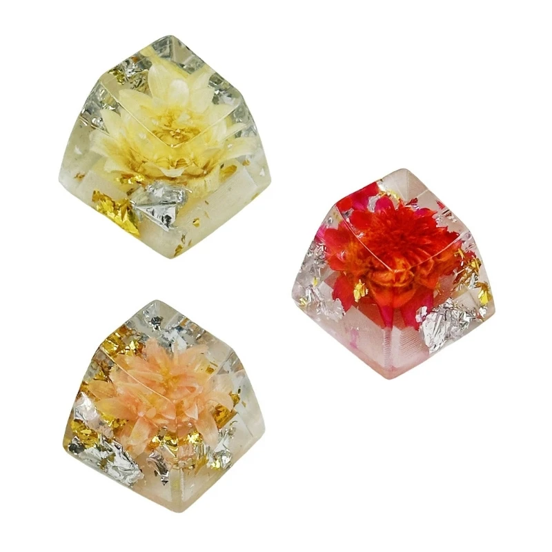 Artisanal Clear Florals Keycap, Durability Resin Keycap for MX Mechanical Keyboards,OEM Height Smooth Texture Keycaps R58F