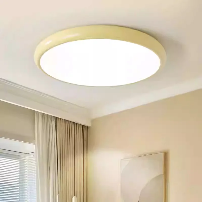 Modern Nordic French Cream Style Grand Living Room Lamp Round Study Office Simple Bedroom Ultra-Thin Ceiling Light