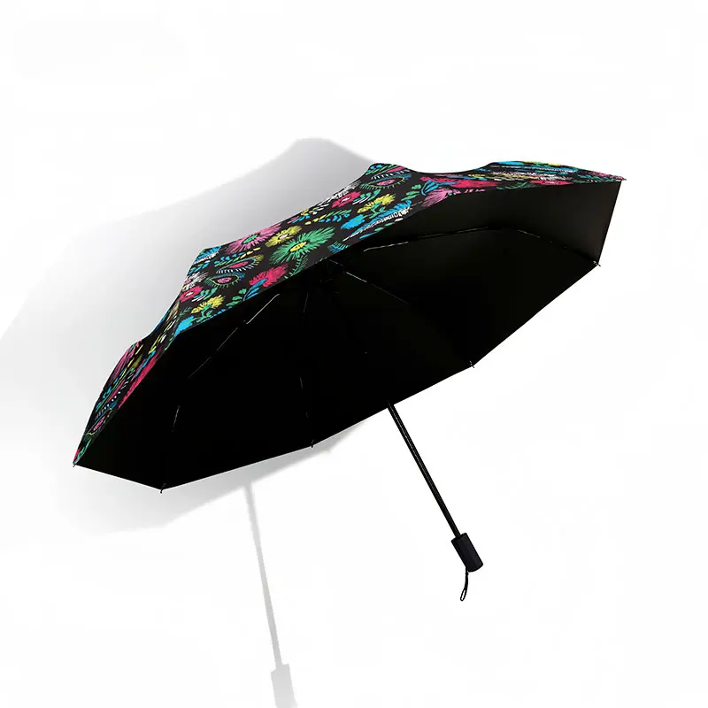 Folding umbrella travel gift Light portable UV protection against rain and wind strong dandelion small fresh parasol for women