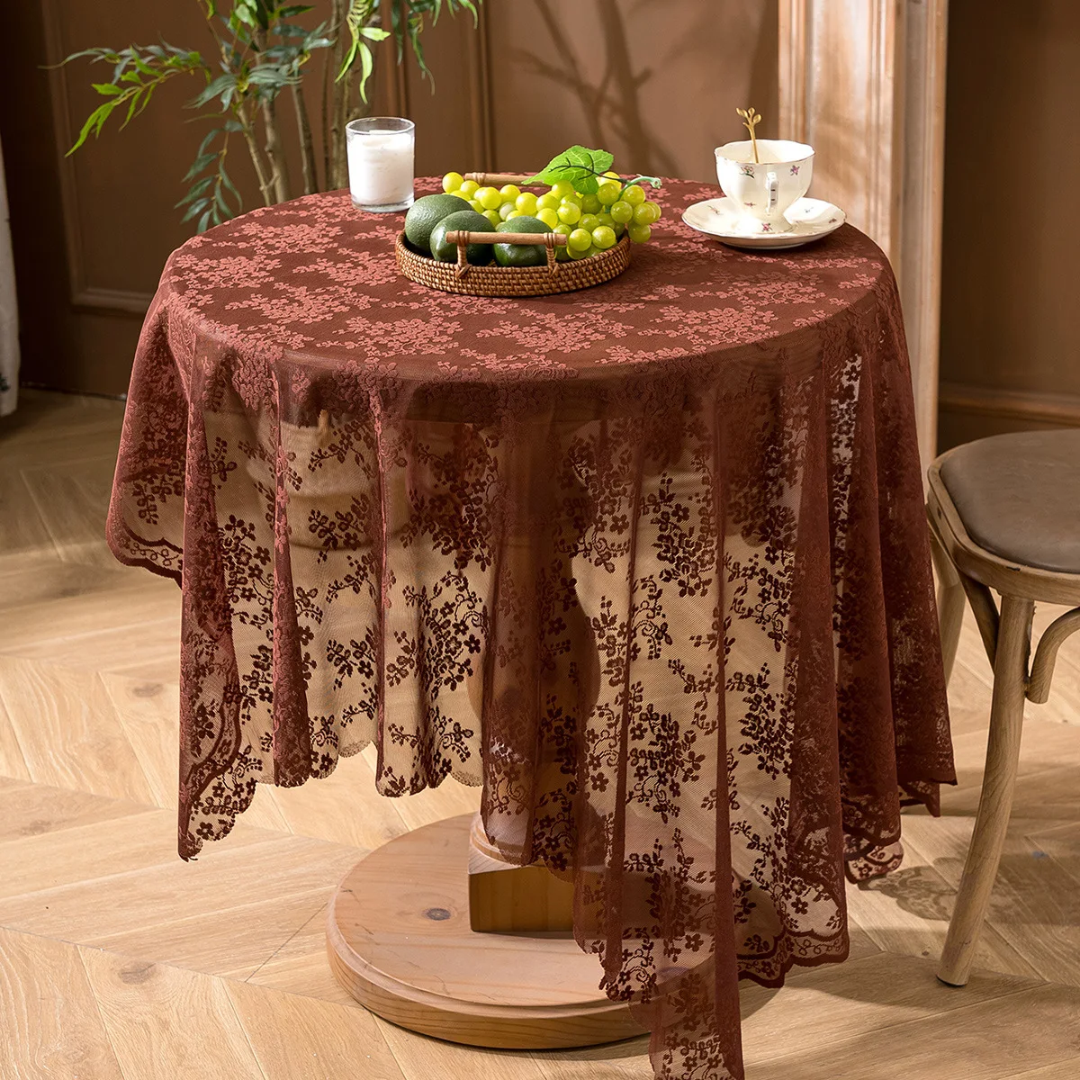 Vintage-Tischdecke im französischen Stil mit floraler Spitze, weiche, transparente, hohle Spitzen-Tischdecke für Hochzeiten, Partys, Garten, Kaffeetisch, dekorativ
