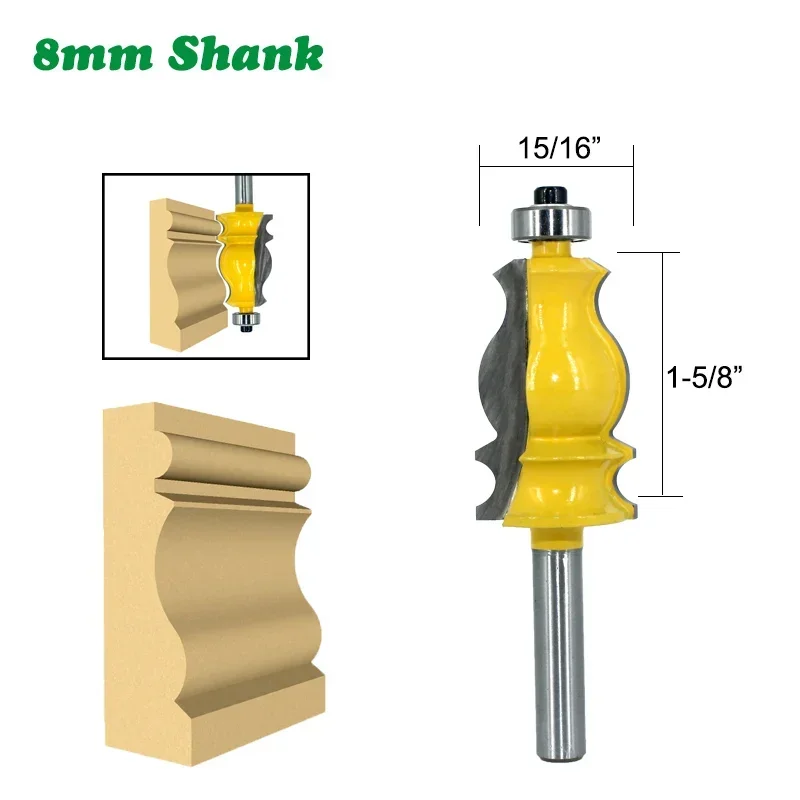 1PC 8MM Shank Milling Cutter Wood Carving Special Architectural Handrail Molding Router Bit Woodworking Cutter Milling for Wood