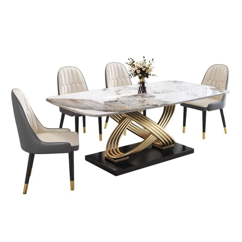 

Minimalist Home Dining Table and Chairs Cream Style White Slate