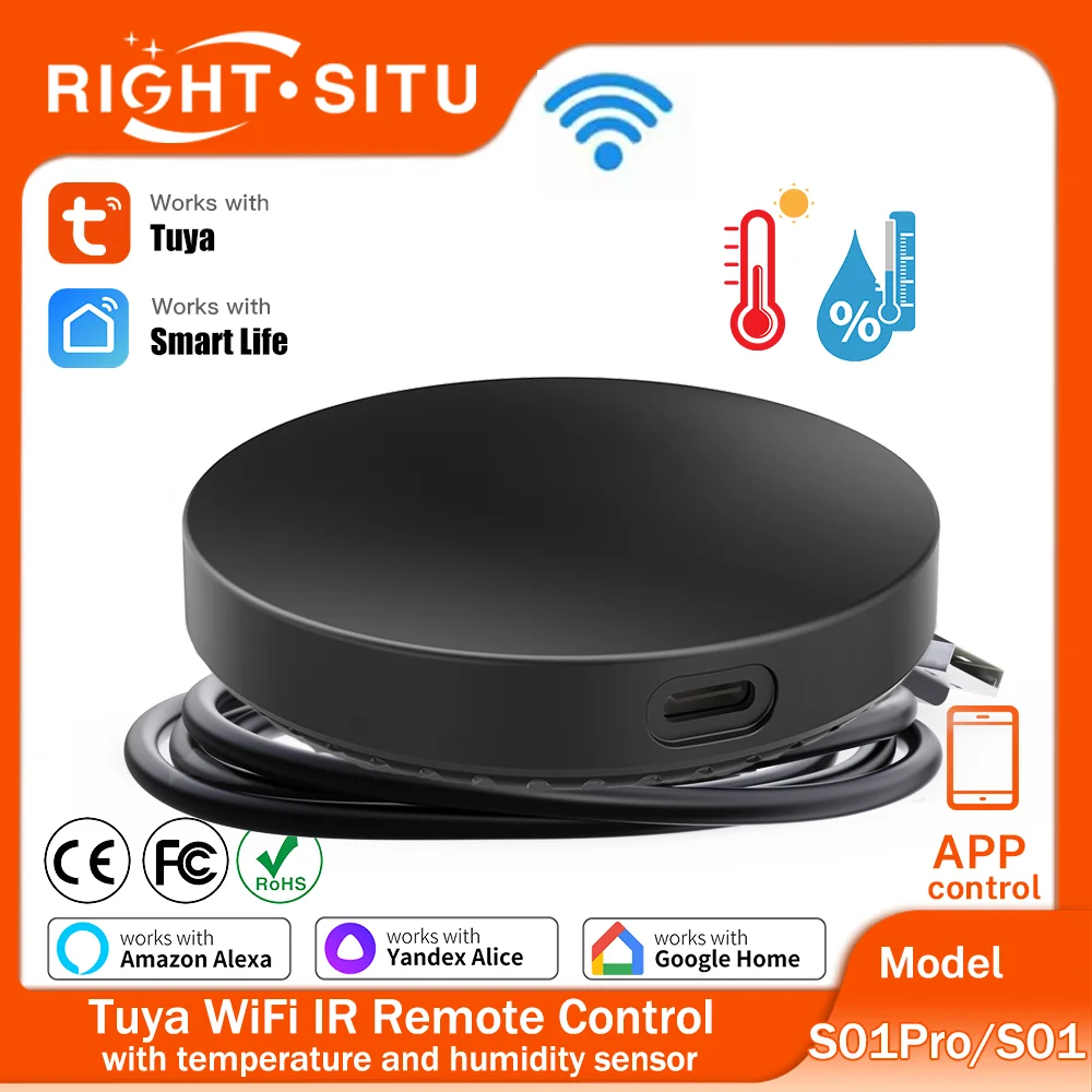 Tuya WiFi Temperature Humidity Sensor with  APP IR Remote Control For Smart HomeFor AC TV Work with SmartLife Yandex Alexa