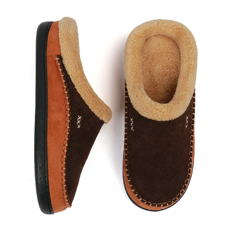 Fashion Home Men Slippers Winter Plush Warm Shoes Men Casual Flat House Indoor Bedroom Cotton Slides Comfort Slippers Men