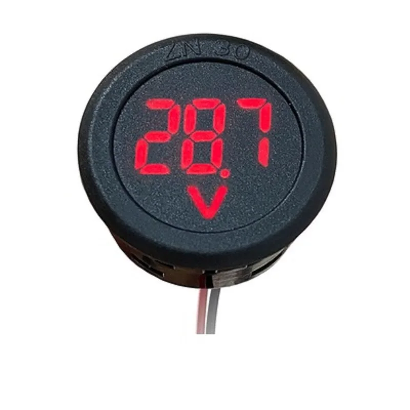 DC 4-100V LED digital display Round two-wire voltmeter digital voltmeter head display Reverse connection protection monitor pane