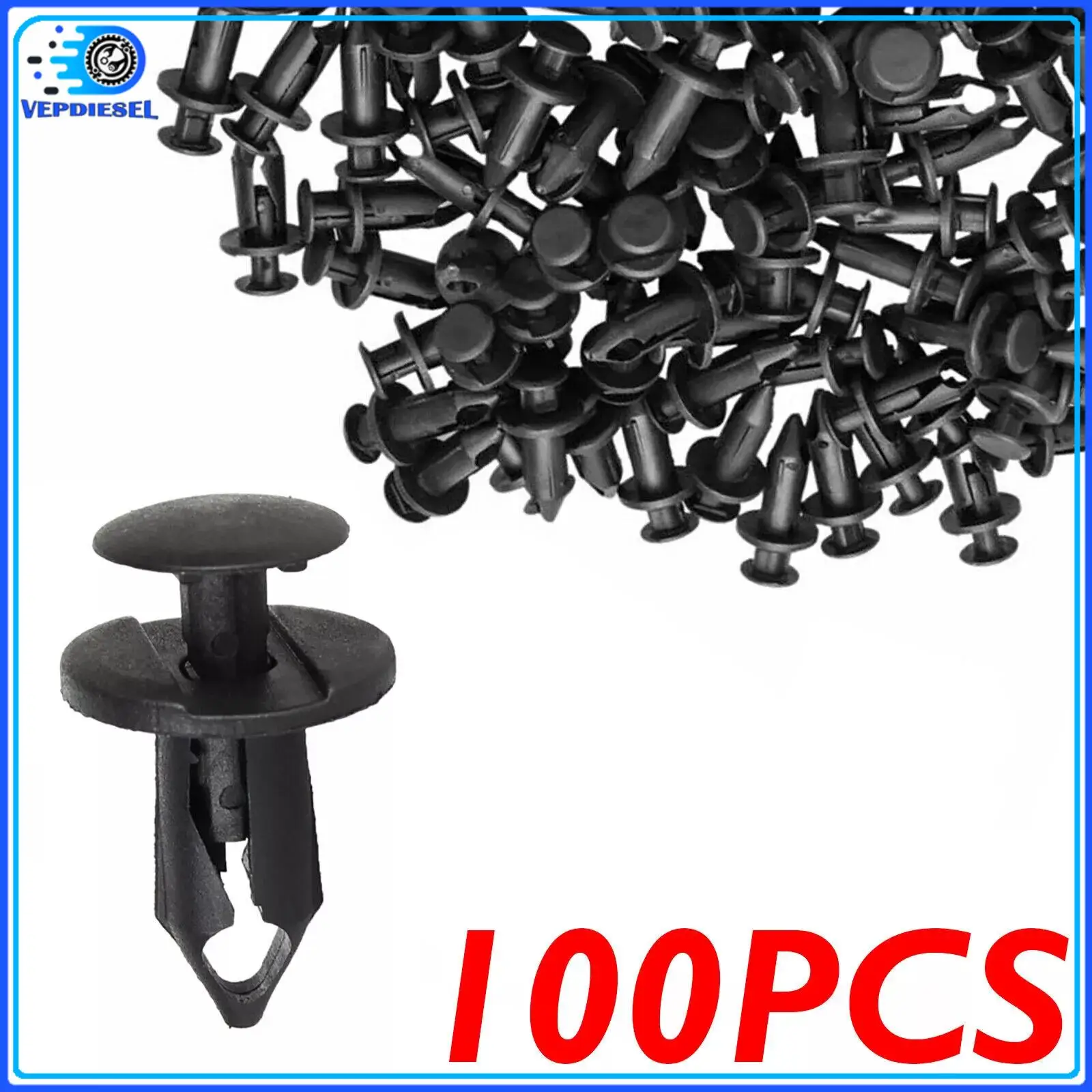100pcs 8mm Car Bumper Fastener Hole Rivet Retainer Plastic Clip Push in Cover Fender Universal Car Door Trim Panel Clip Assy