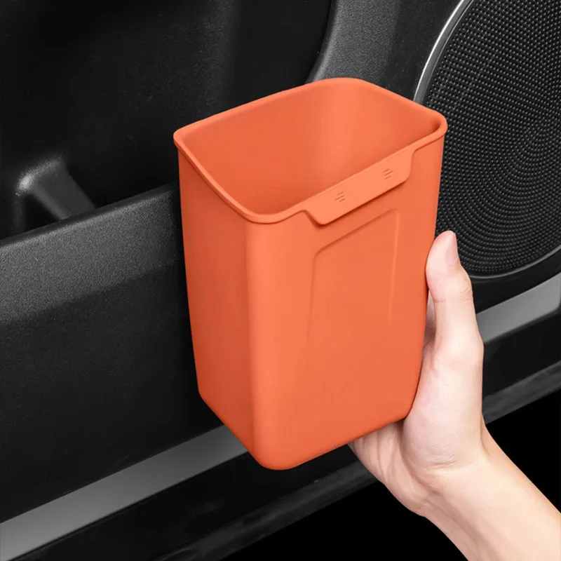 Universal Car Door Trash Can Mini Garbage Bin Silicone Waterproof Auto Door Pocket Storage Box Interior Organizer for Car Access view 2