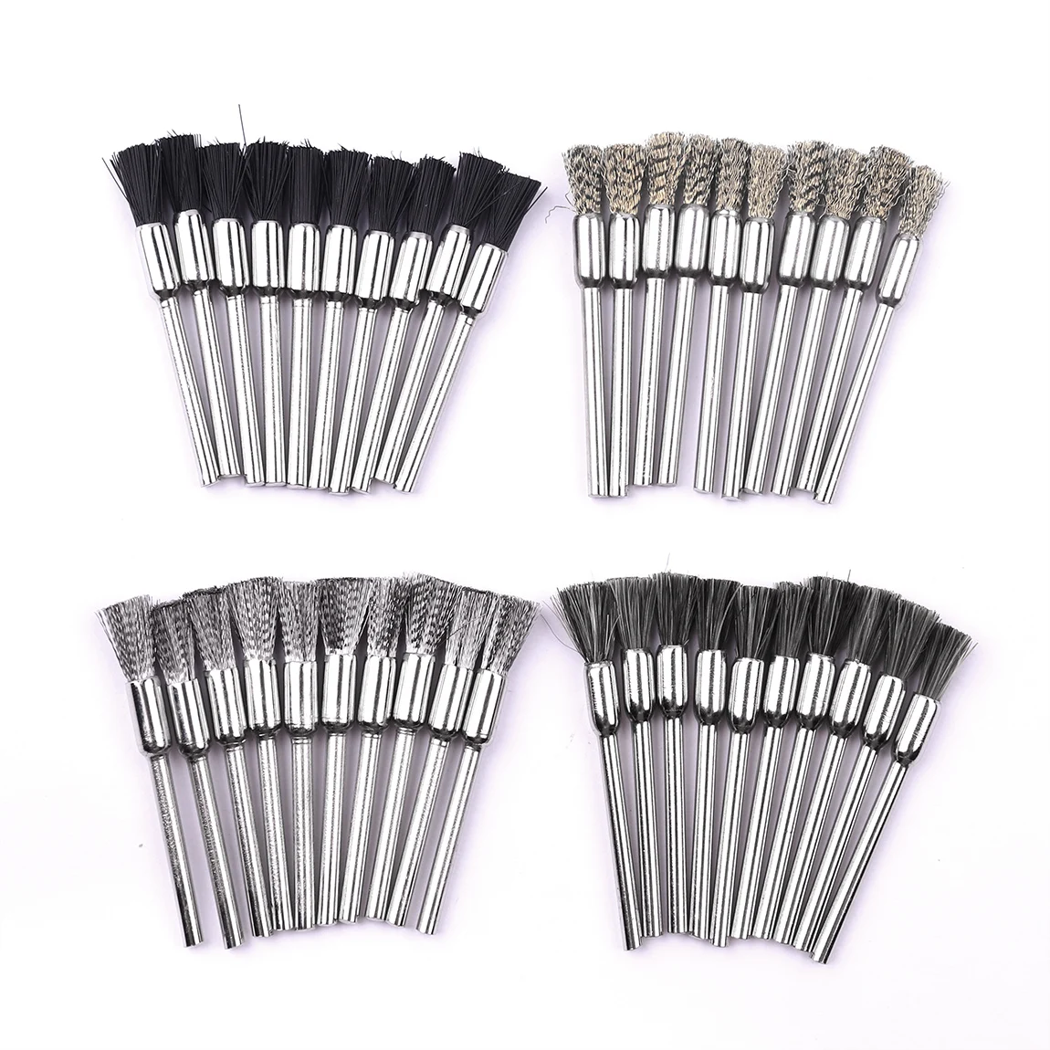 

10pcs Wire Wheel Brush Set Brass Polishing Dremel Brushes 3mm Shank for Power Die Grinder Rotary Electric Abrasive Tool