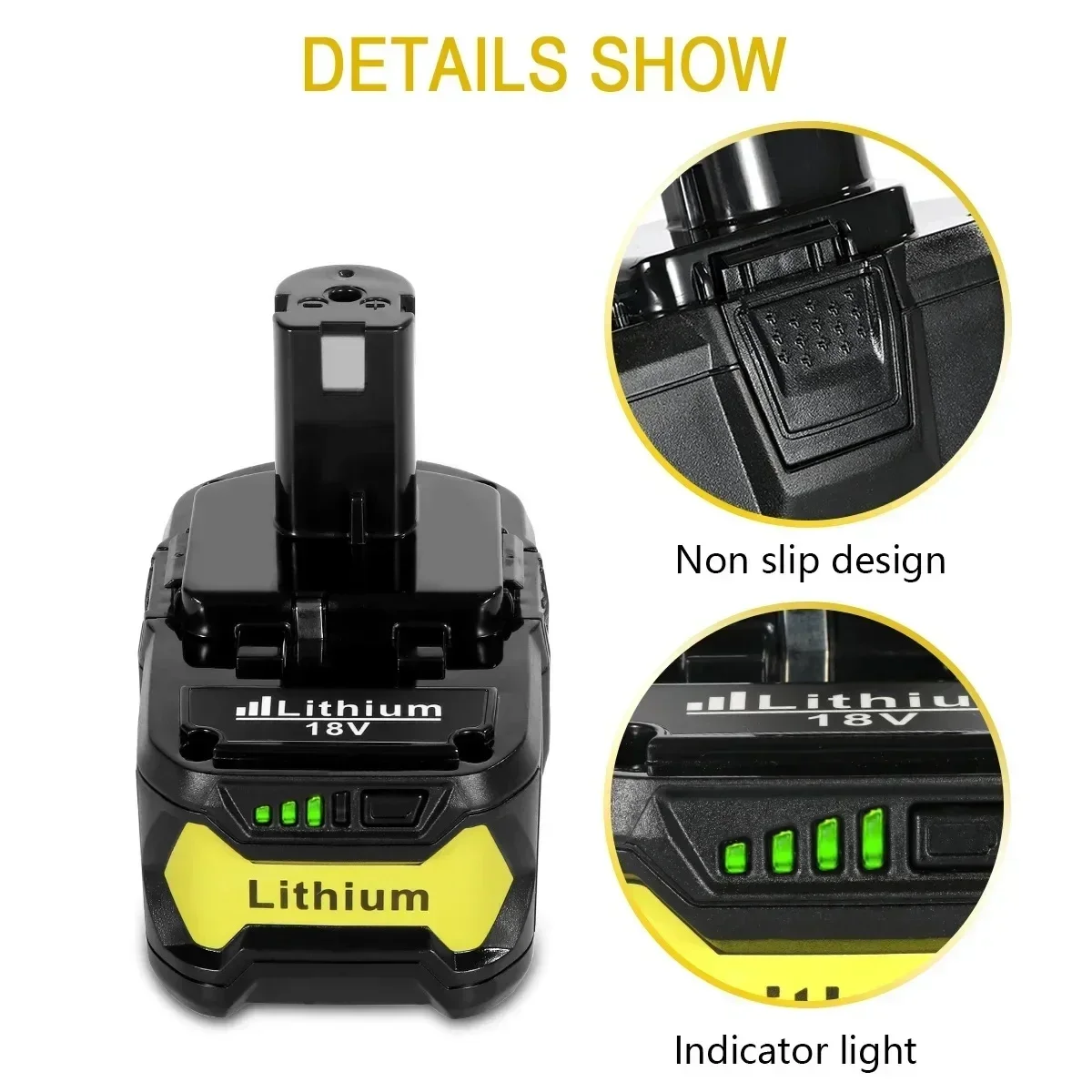 For RYOBI P108 6Ah 18V One+ Plus Battery 18 Volt Lithium-Ion Power Tools P104 P107 RB18L50 RB18L20 P108 18V charger