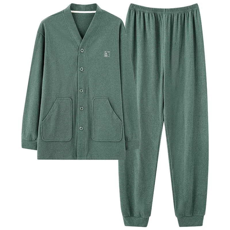 Autumn V-Neck Pyjamas Male Pajamas Set Keep Warm Thin Fleece Japanese Kimonos For Men Big Yards 4XL Solid Color Yukata Robes Set