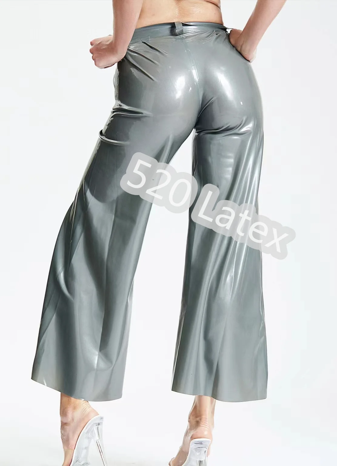 Handmade Women  Wide Leg Pants High Waist  Latex Loose  Pants Gothic Ladies Rubber  Trousers Streetwear