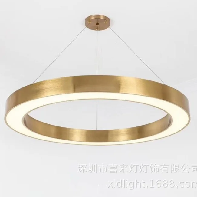 

Stainless steel circle LED chandelier, stepless ring gold chandelier
