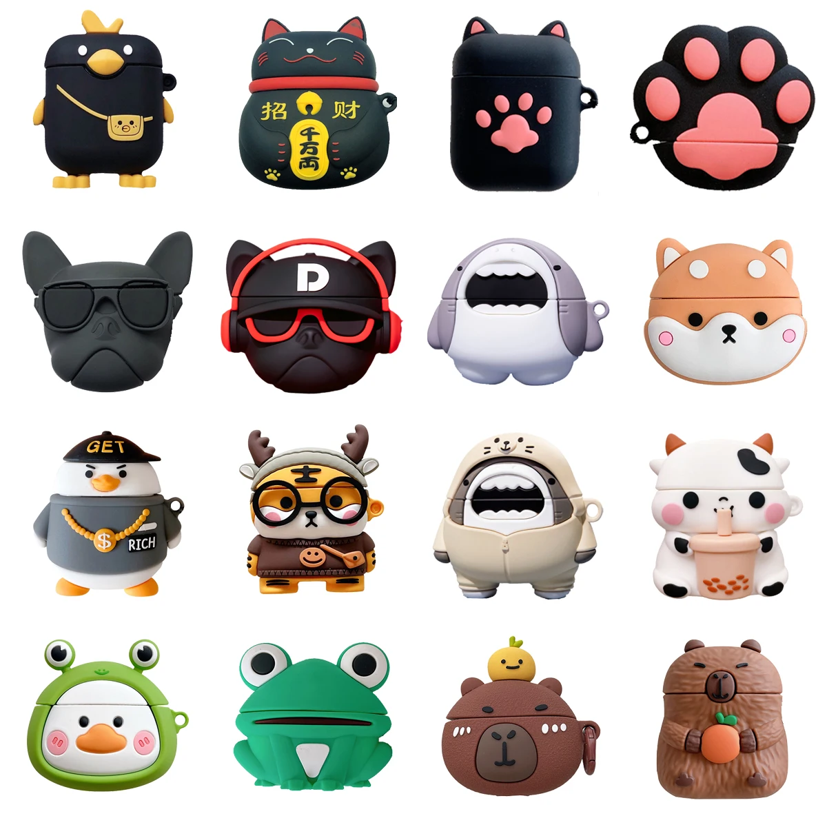 Lucky Cat Bulldog Shark Frog Capybara Dog Pig Case for Apple Airpods 2 3 Generation Cover for AirPods Pro 2nd Gen Air Pods