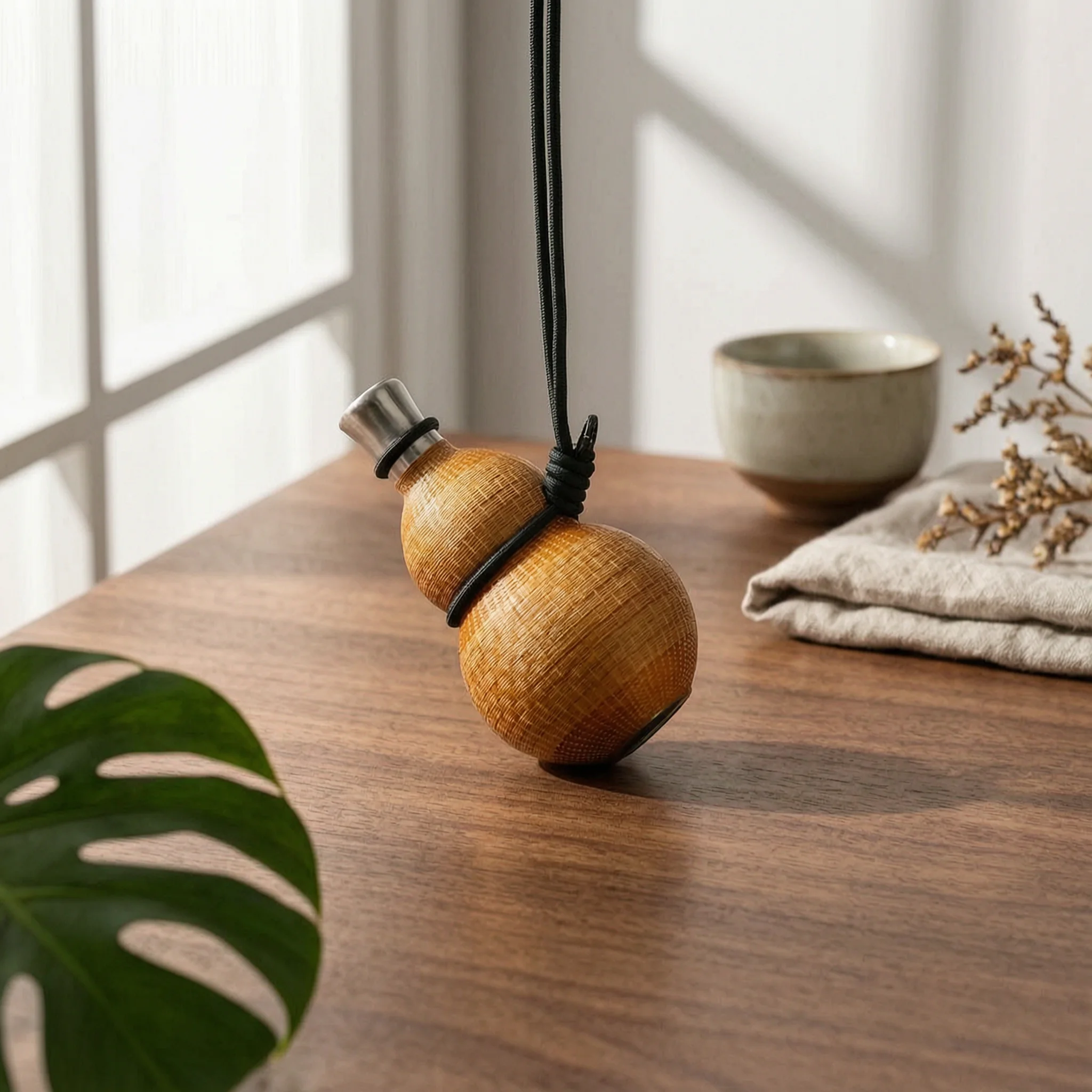 Gourd-Shaped Vacuum Bottle Carrying Cord Gourd Water Bottle Narrow Neck Double-Bulb Body