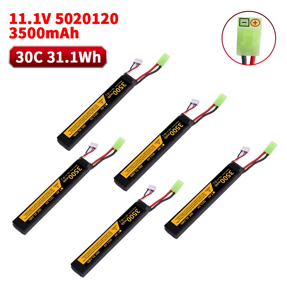 11.1V 3s 3500mAh 30C 5020120 Lipo Battery with Tamiay-Plug for Airsoft BB Air Pistol Electric Toys Guns Parts