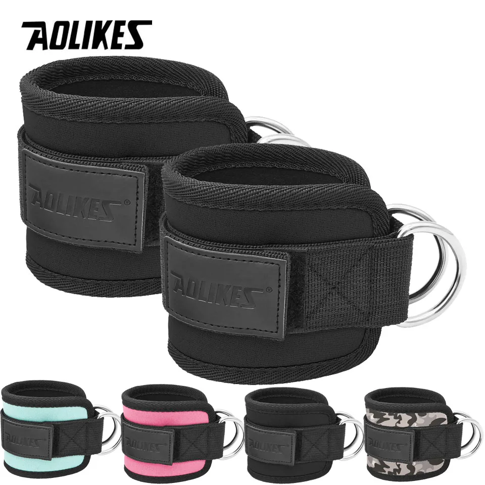 AOLIKES Adjustable Padded Ankle Wrist Cuffs Padded Straps D-Ring Glute Kickback for Cable Machine, Ideal for Glutes Exercises