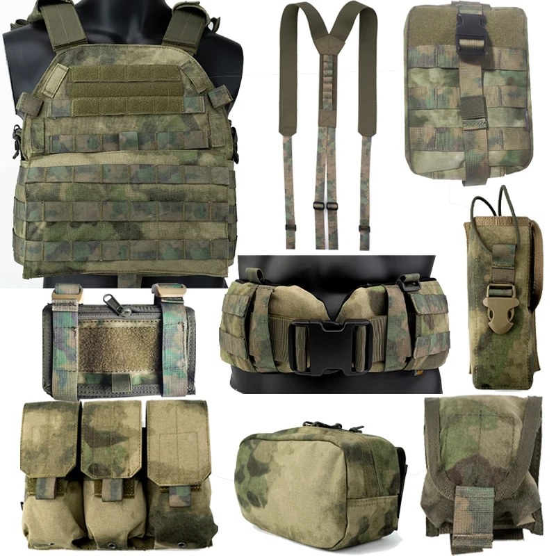 Outdoor Sports Tactics 6094 Green Ruins Camo Hunting Vest+Full Set Bag