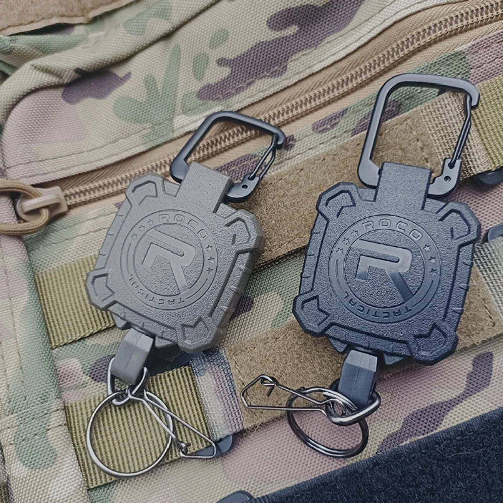 Retractable Tactical Tool Sling Keychain Buckle Steel Wire Anti Lost Rope Outdoor Backpack Accessory Phone Gun Hanging Holder