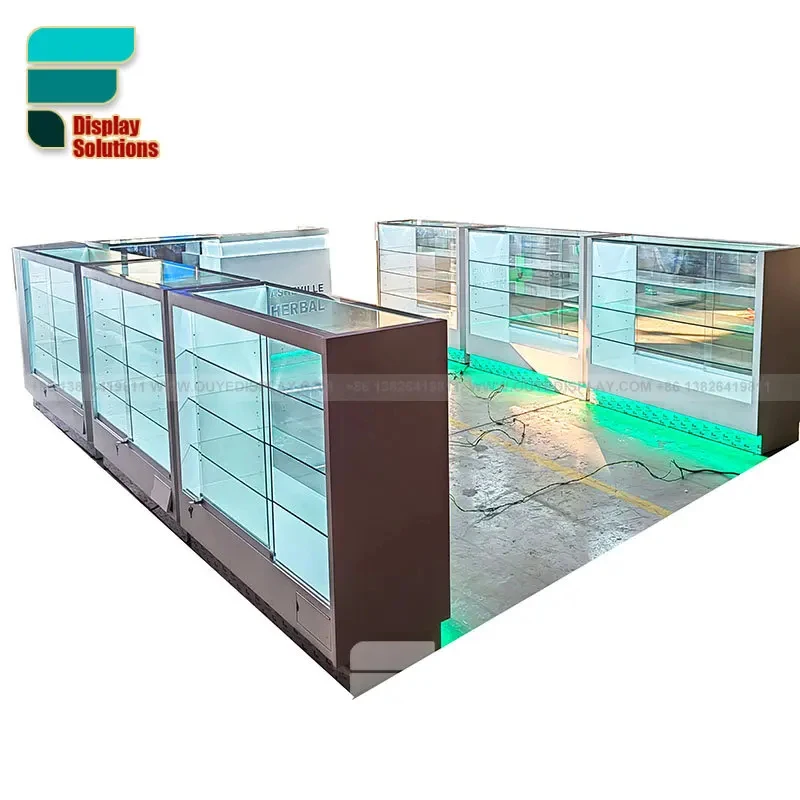 custom.Premium Display Cabinet Glass Door LED Light Lockable Drawer Display Unit