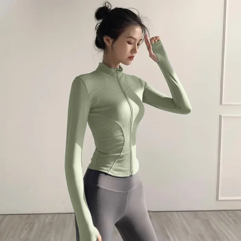S-3XL Women\'s Tracksuit Jacket Slim Fit Long Sleeved Fitness Coat Yoga Tops with Thumb Holes Gym Jacket Workout Sweatshirts 2024