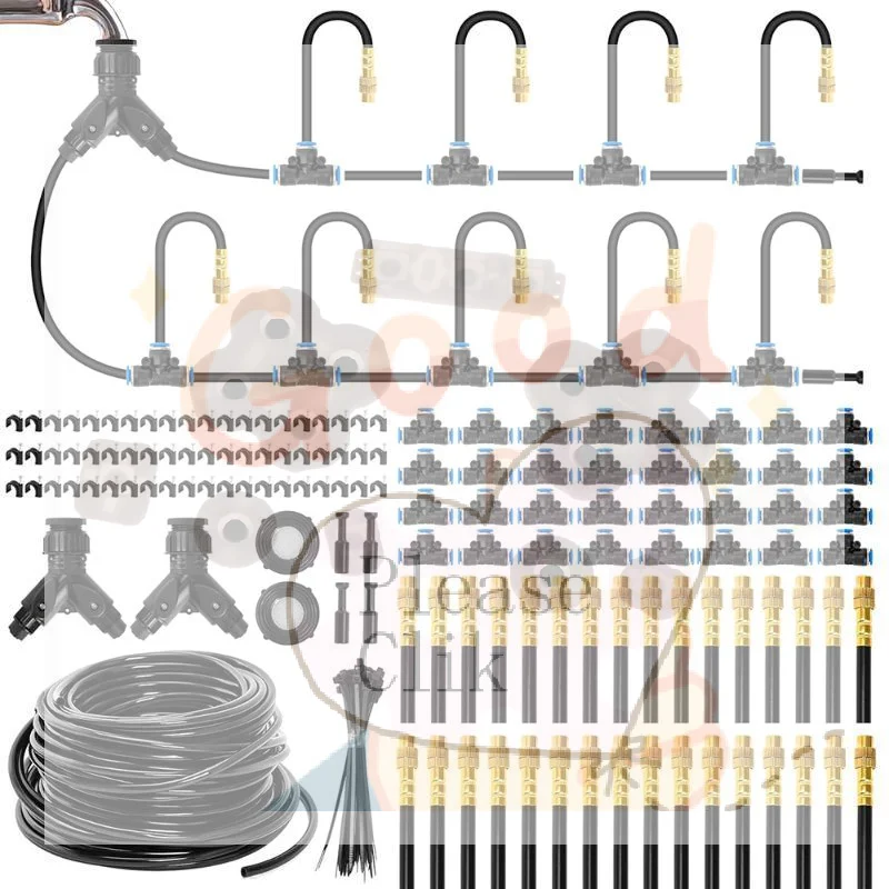 6/7/12/16/32Pcs Outdoor Cooling Mist Irrigation Kit Brass Atomizer Nozzles Water Tube For Garden Patio Greenhouse Water Sprayin