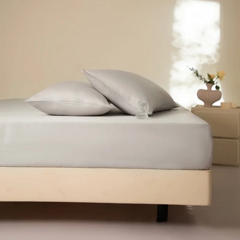 

Fitted Sheet Set,150*200+30cm Deep Mattress Cover+Pillowcase,Silky Skin-friendly Lyocell Cooling Bedspread Ten Cel Home Bedding