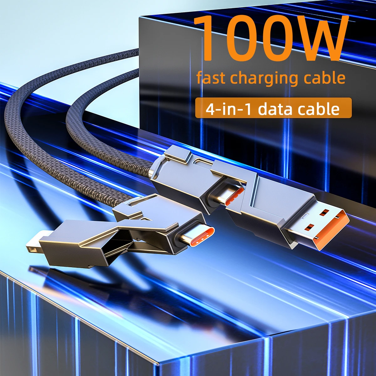 

Four-in-one data cable, fast charging 2-in-1 mobile phone charging cable, multi-functional fast charging cable