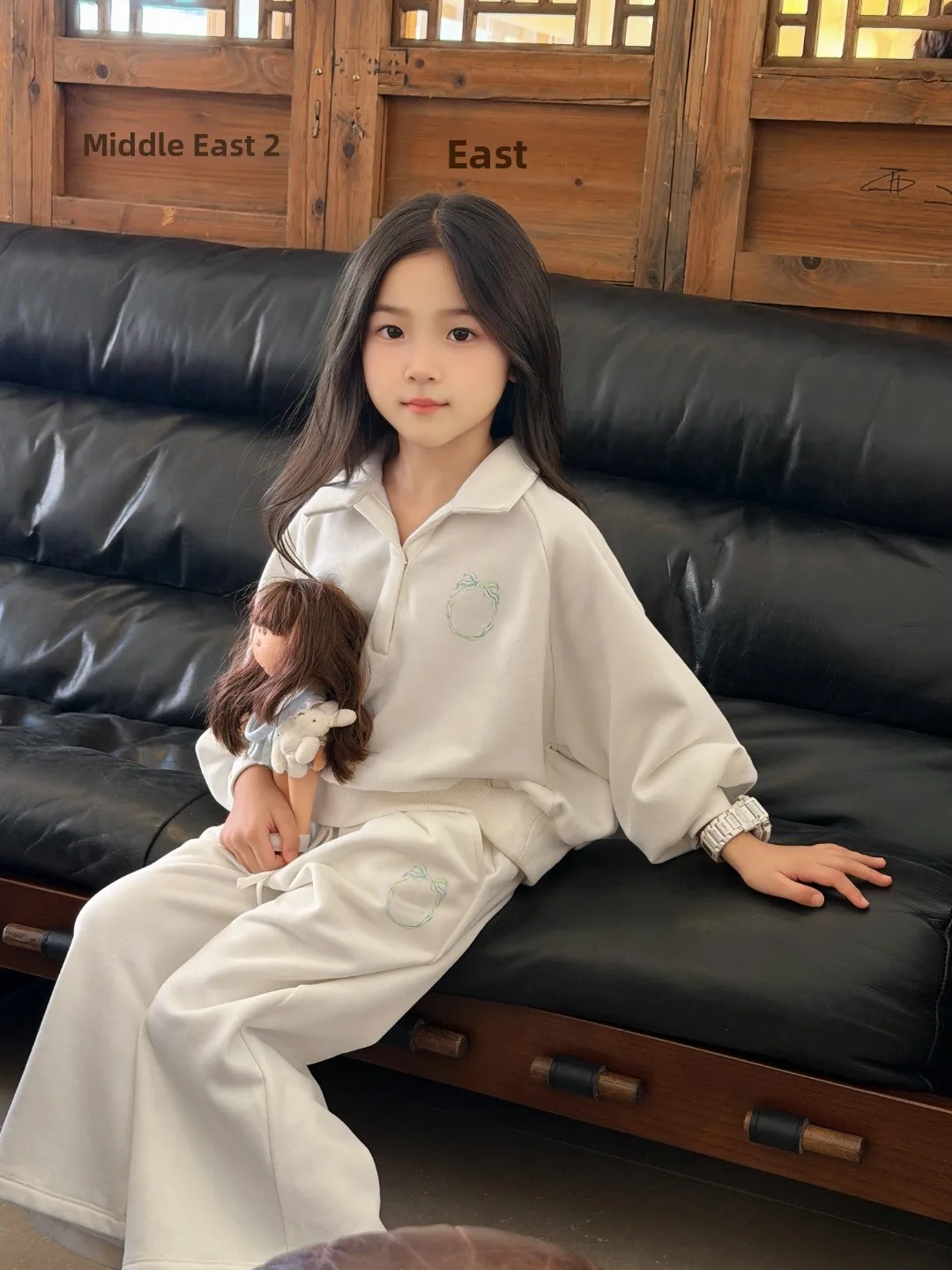 Loose Casual Sweatshirt Trousers Set for Girls Spring Autumn Cotton 100% Blooming Collar Two-Piece Outfit Japanese Style