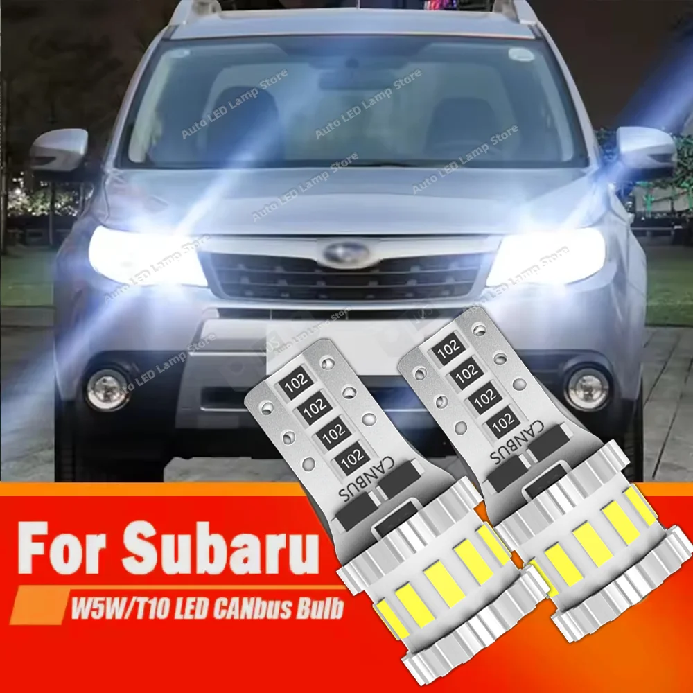 2pcs T10 W5W Led Canbus Lamp 12V Clearance Lights For Subaru Forester XV Tribeca Outback Legacy Impreza 6000K White Bulbs