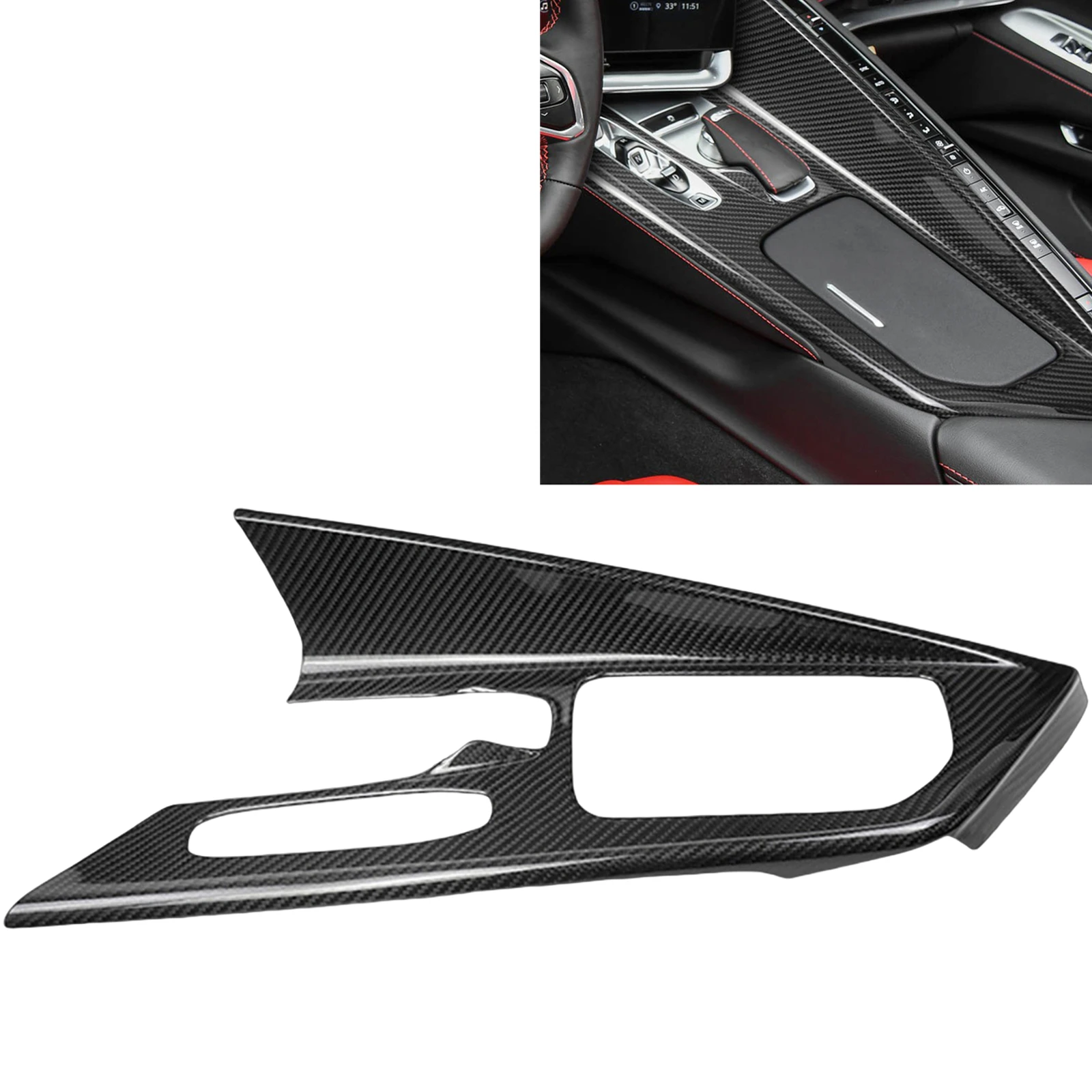 Dry Carbon Fiber Car Interior Central Control Center Console Gear Shift Panel Trim Sticker Decorative For Corvette C8 2020-2023