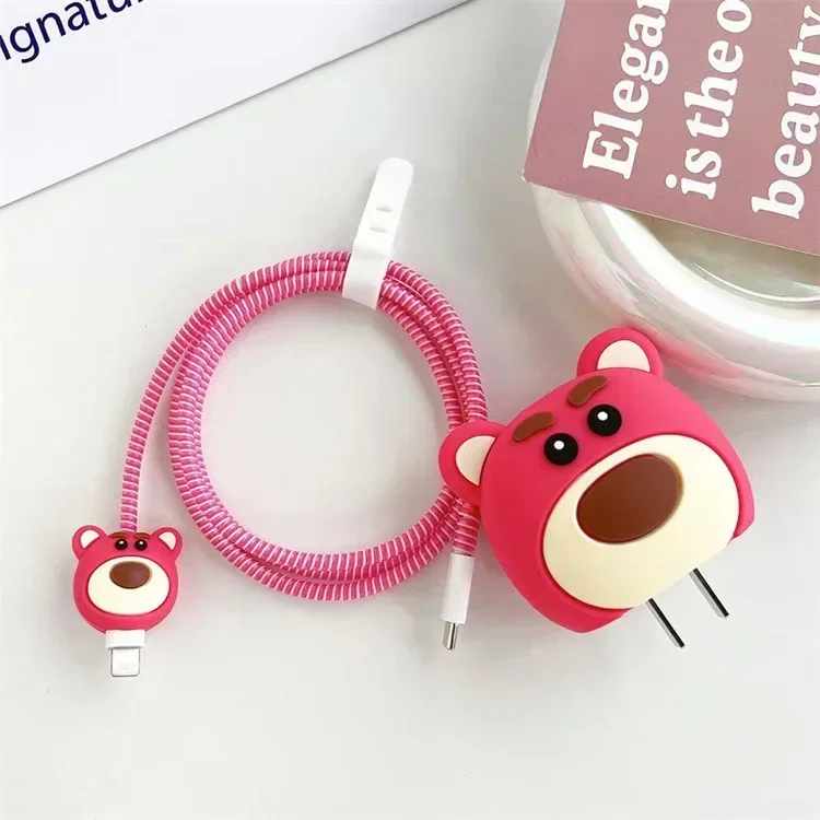 4Pcs/set Cartoon Charger Spring Cable Winder Charger Protection for Samsung 25W Data Cable Charging Decoration Akcesoria