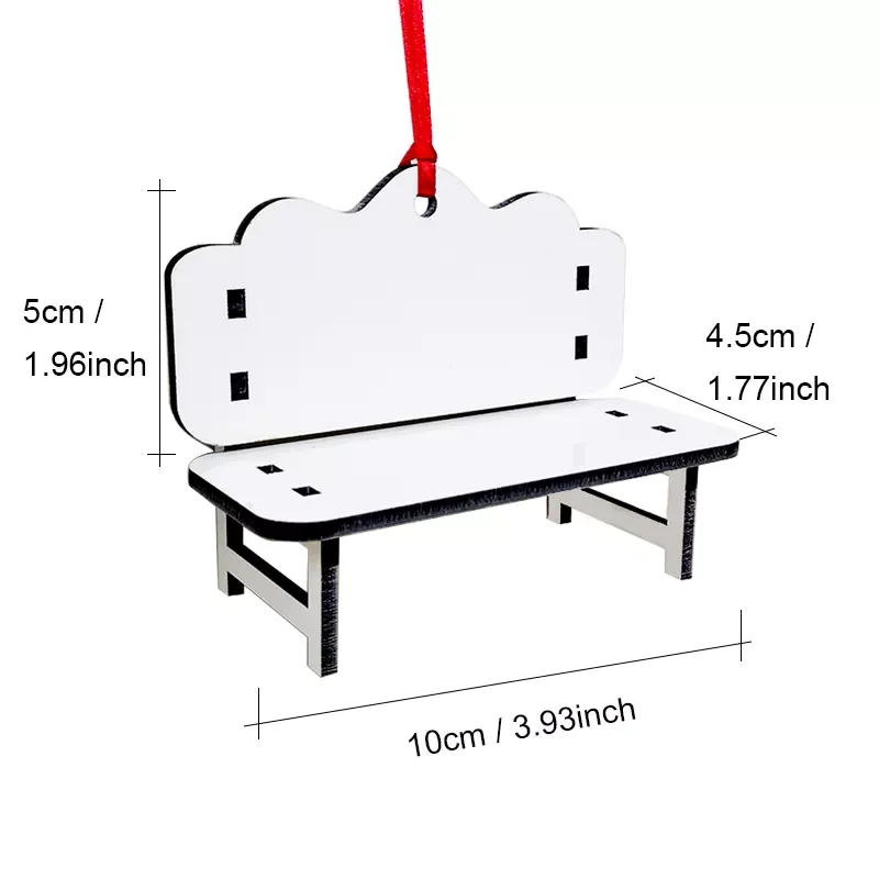 Darmowa wysyłka 10 sztuk/partia sublimacji pamiątkowe ławki Ornament Blanks z czerwonymi linami na świąteczne dekoracje