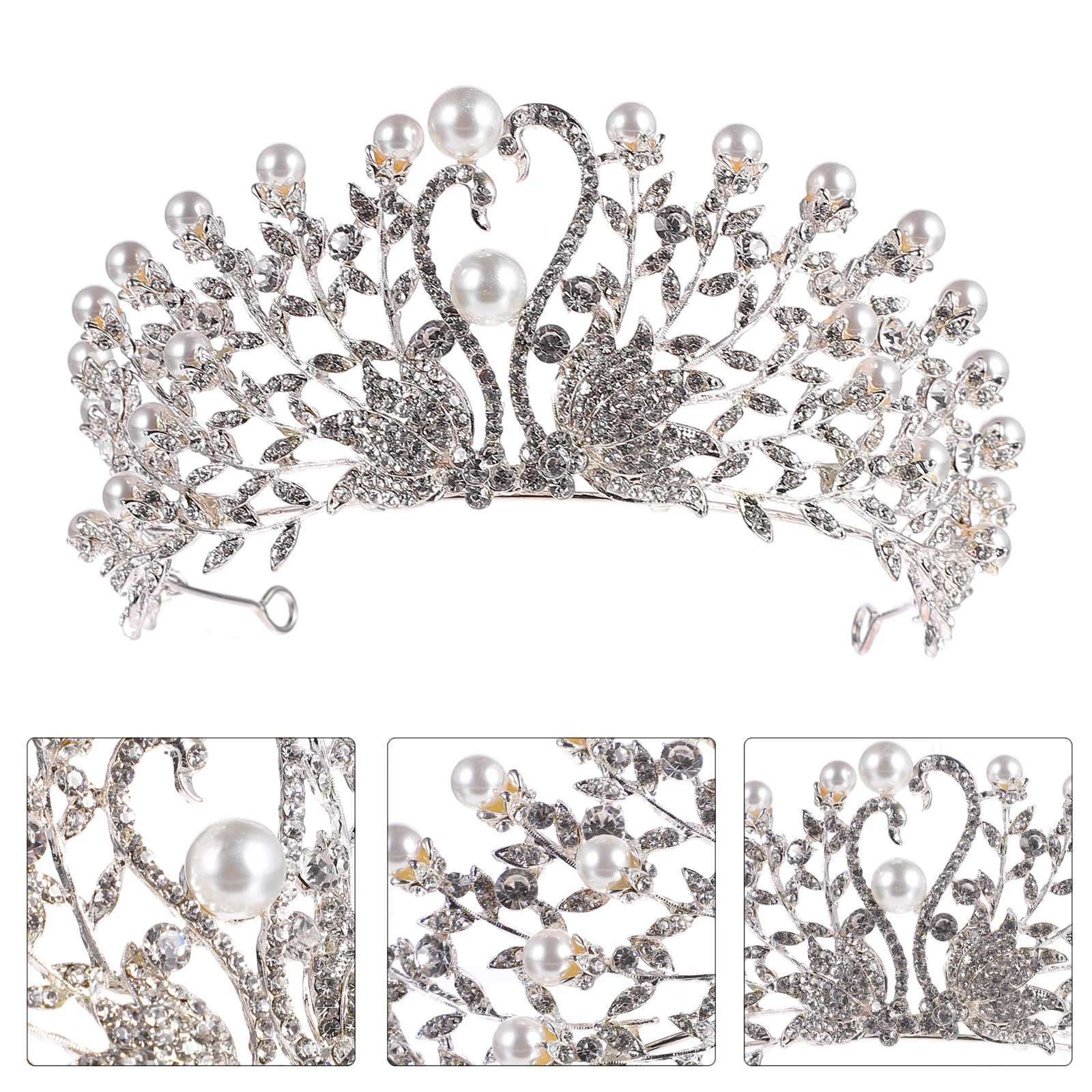 Rhinestone Wedding Crown Bridal Headband for Women Ladies Delicate Pearl Design Eye Catching Elegance Long Life