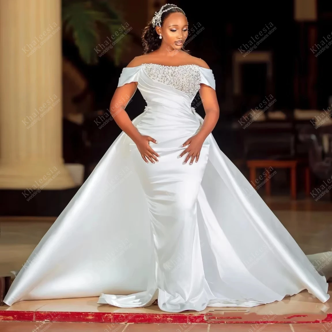 Gorgeous Wedding Dresses Elegant Satin Bridal Gowns Off The Shoulder Robes Beading Appliques Vestidos De Novia Customized 2026