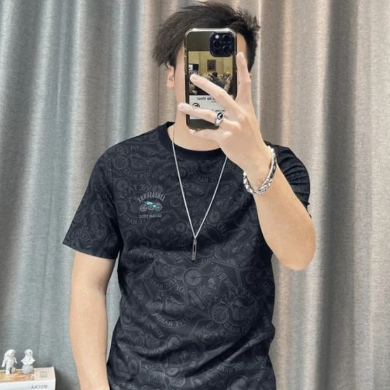 Man Tee Shirts Summer Short Quarter Sleeve Top Aesthetic Clothing Original High Quality Cotton Streetwear 5xl S T Shirt for Men