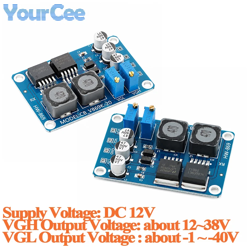 Universal VGH VGL DC Logic Board Module DC12V Power for Repairing LCD Panel Y Broken Y Color Abnormal Horizontal Line Problem