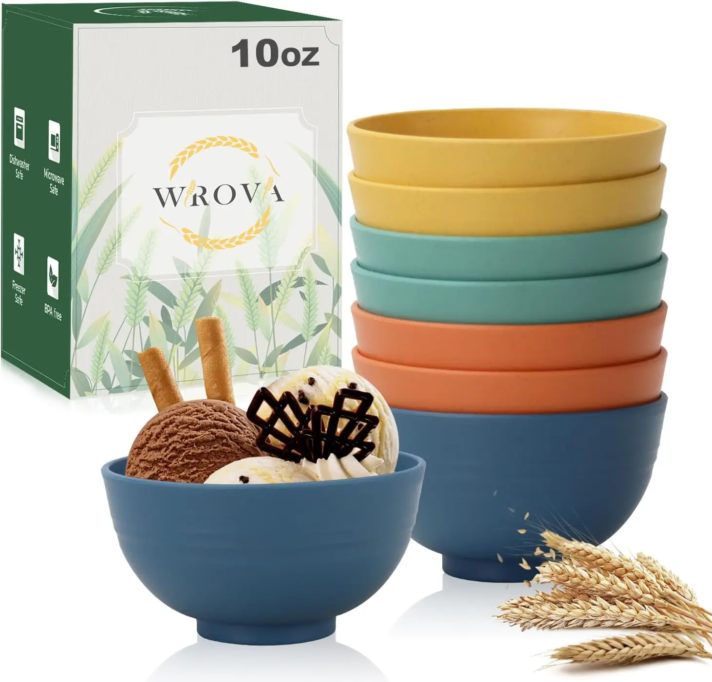 Unbreakable Wheat Straw Dessert Bowls Set for Kids