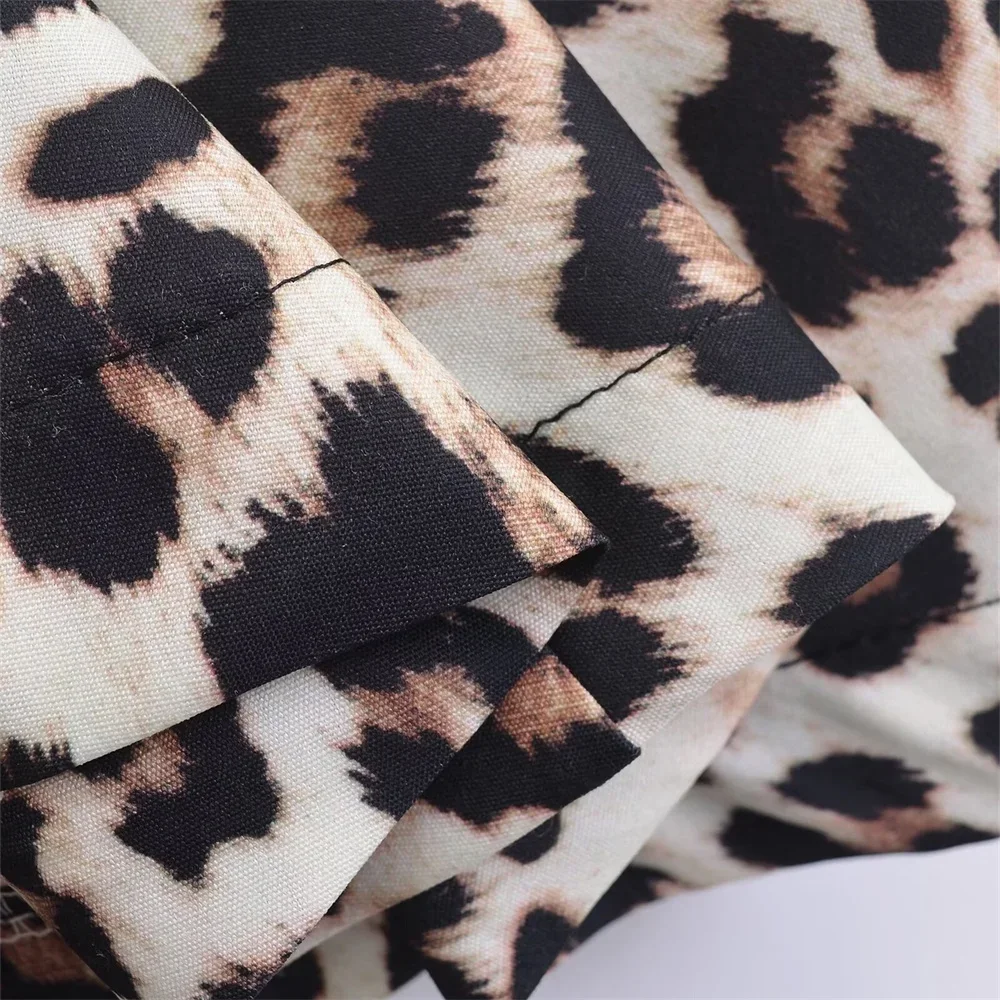 PB&ZA 2024 summer new women's fashion temperament leopard print round neck slim sleeveless slim dress