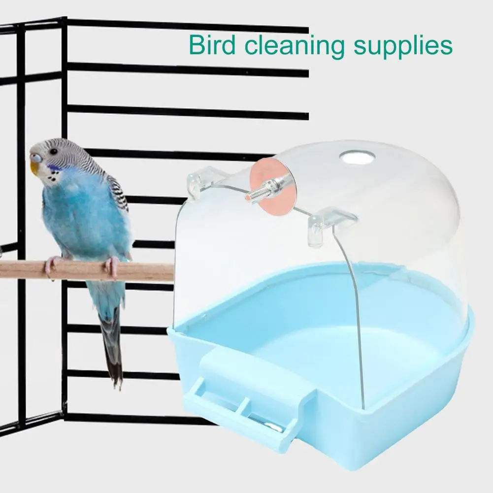 1PC Parakeet Caged Bird Bath Bathtub Water Injection Hole Washing Dry Cleaning Plastic Thicken Parrot Bath Box Bird Supplies