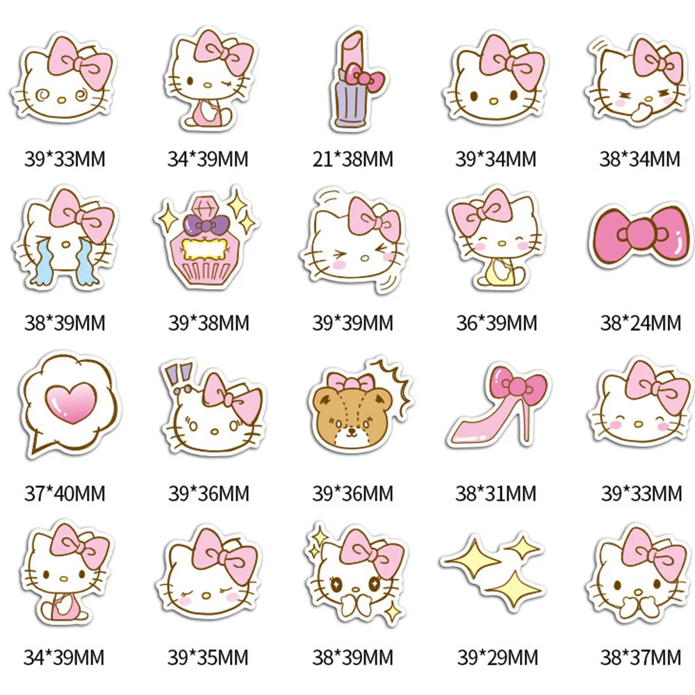 Kawaii Olá Kitty Anime Adesivos, Adesivo Impermeável Dos Desenhos Animados, Decalques DIY para Capacete, Caixa Do Telefone, Bagagem, Carro, Meninas Bonitinhas, 10 Pcs, 30 Pcs, 40Pcs