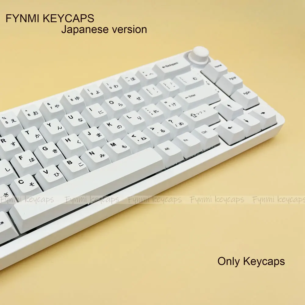 Fynmi Janpanese Pure white Theme 135pcs keys  ANSI Cherry PBT Dye Sublimation Keycaps for 61/68/75/78/81/87/104 Keys keyboard