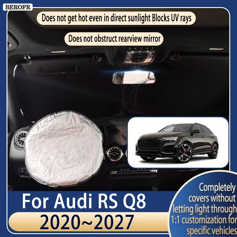 Steering wheel Car Sun Visor For Audi RS Q8 2020~2027 26 Summer Cooling Auto Accessories Front Windshield Sunshade Heat Insulati