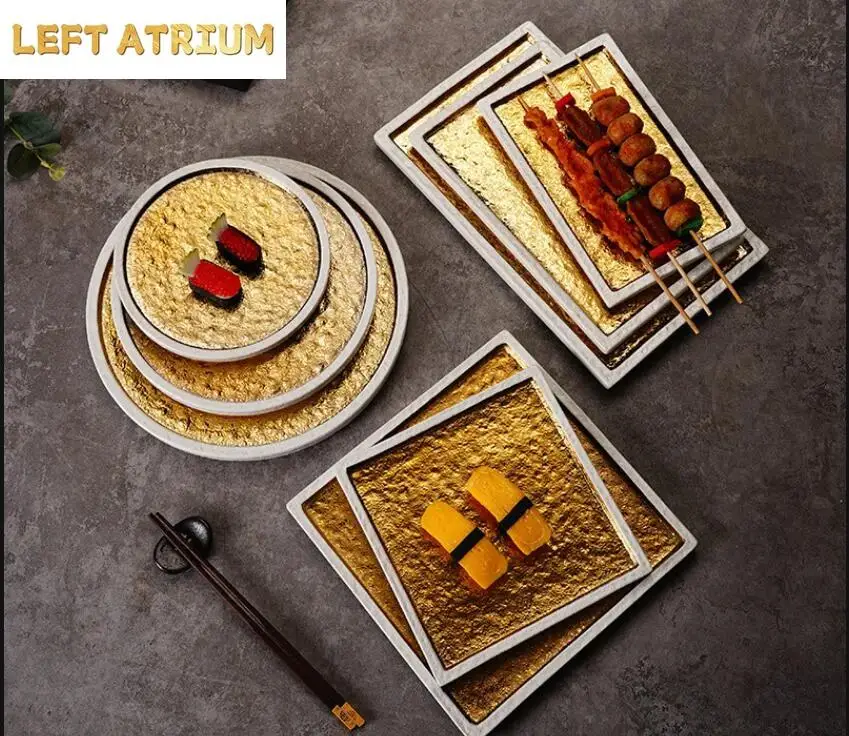 

Japanese Ceramic Dining Plate Restaurant Cuisine Sashimi Sushi Home Kitchen Tableware Fruit Dessert Steak