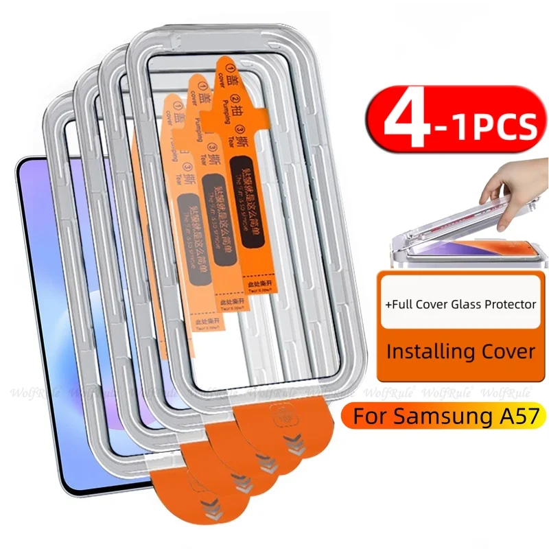 Image of 4/3/2/1 Stück für Samsung A57 Glas Samsung Galaxy A57 gehärtetes Glas Vollflächiger Kleber 9H HD staubfreier Displayschutz Samsung A57