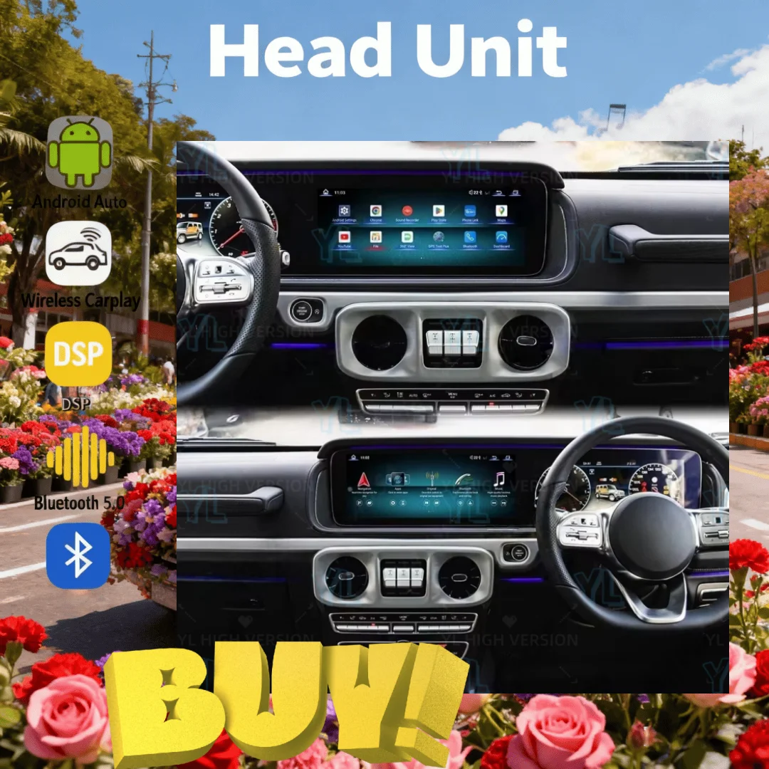 

24,6-дюймовый двухэкранный Android-плеер для Mercedes Benz G-Class W463 2013-2025: автомобильная магнитола, мультимедиа, GPS, DSP, Carplay, 4G, BT