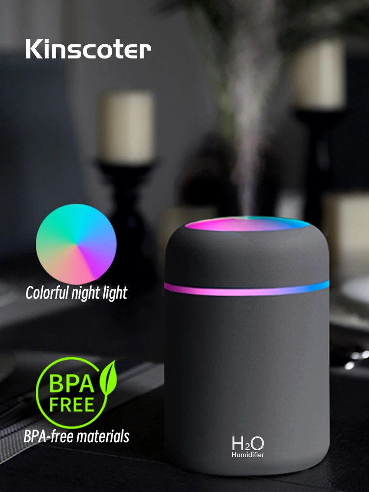 300ml H2O Air Humidifier Portable Mini USB Aroma Diffuser With Cool Mist For Bedroom Home Car Plants Purifier Humificador