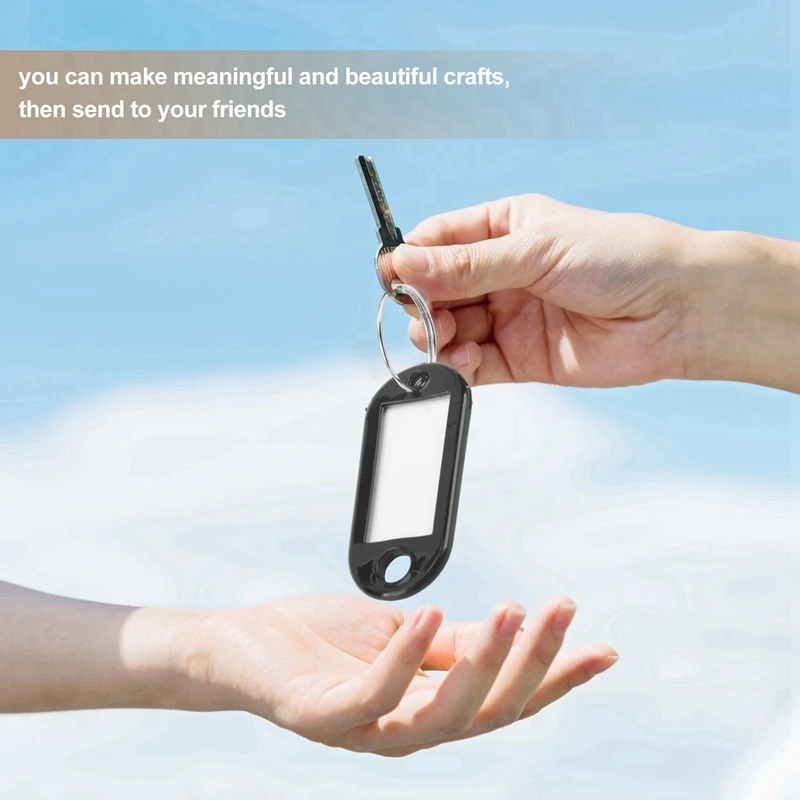 160 Pcs Key ID Label Tags Split Ring Keyring Keychain Black